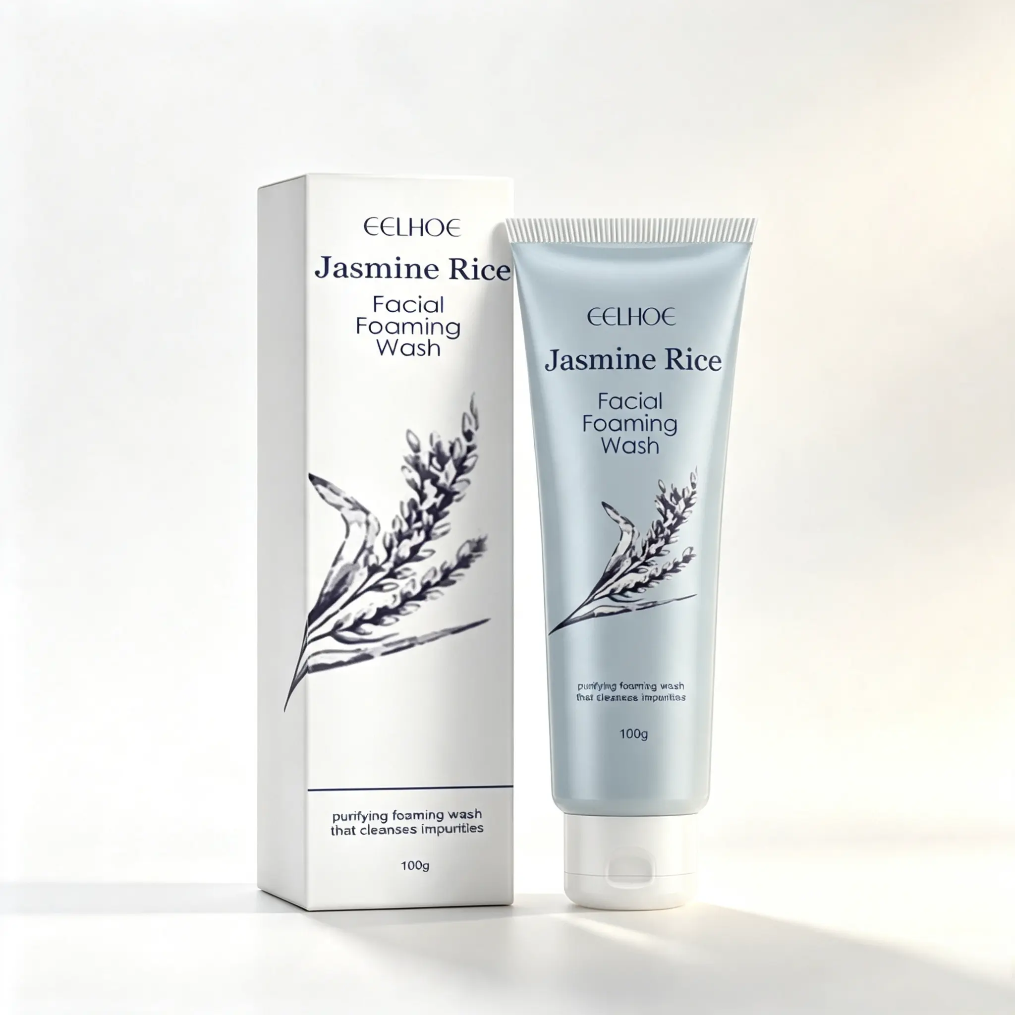 ECLHOE Jasmine Rice Facial Foaming Wash 100g - Purifying Formula for Cleansing Impurities