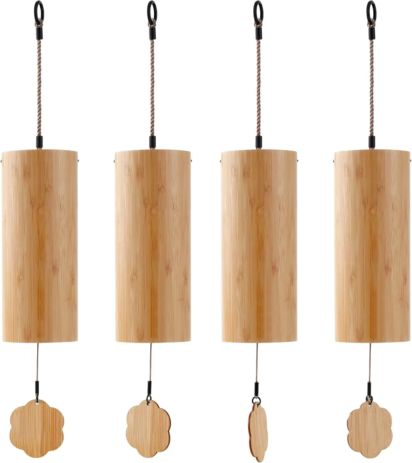 Bamboo Wind Chime for Yoga Meditation Chakra Healing Relaxation Outdoor Decor Ornaments Pendulum Hangable Wooden Chime Decoration with 4 Paper Wind Pendulum