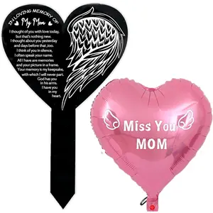 Heart Memorial Garden Stake for Deceased Mom, Memorial Balloon for Loss of Mother, Memorial Gifts for Loss of Mother, Sympathy Gifts for Loss of Mom, Condolence Bereavement