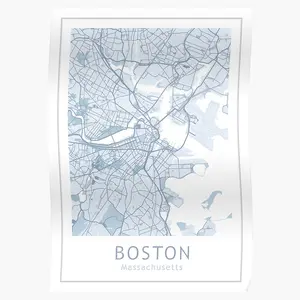 Boston City Map, USA City Massachusetts Poster - Detailed and Artistic Art Print of Boston's City Map