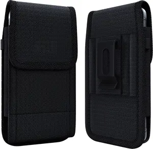 Holster for Large  Plus, Pro Max 16 15 14 13 12 11 Xs Max Models  Rugged Nylon Cell Phone Belt Holder for Men, Case with Belt Clip, Fits  Commuter Cover, Black
