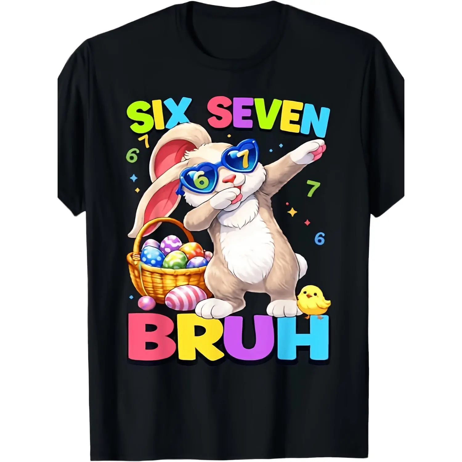 Women's Easter Bunny Graphic Shortsleeve Top, Soft Relaxed Fit Crewneck Tee in Breathable Fabric, Holiday and Everyday Gift Idea, Round Neck, Streetwear, Casual