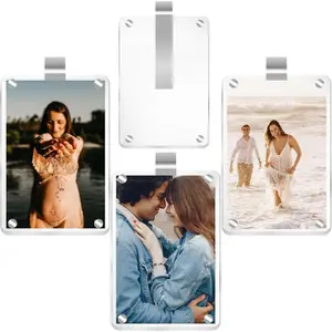 2/4/6/8 PCS Vertical Car Sunshade Photo Frame Clip - Acrylic Snap Clip Universal Fit for Cars, Holds 6*9 Photos, Random Color - DIY Customizable Car Decor, Perfect Gift for Couples, Family, Pet Memorabilia