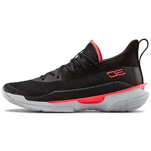 Under Armour Curry 7 Low-Top Basketball Shoes for Men - Breathable Comfort in Black and Red