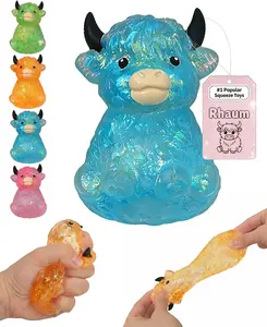 Highland Cow Squishy Toy  Cute Mini Animal Slow Rising Stress Relief Fidget Sensory Toy Easter Basket Stuffer Gift for Cow Lovers