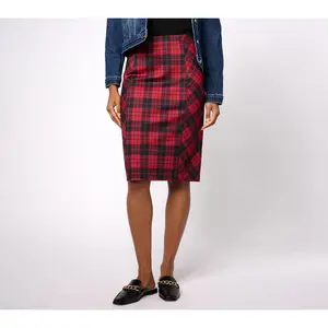 Susan Graver Regular Printed Ponte Knit Pull-On Pencil Skirt