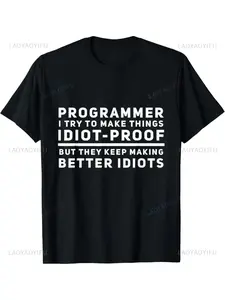 Funny Computer Programmer Design Coding Programmers Humor Printed T-Shirt Fashion Loose Hip Hop Casual Streetwear Man Tees