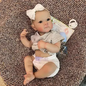 18inch Loulou Reborn Baby Doll, Lifelike Realistic Newborn, Handmade Realistic High Painted Hair, Lifelike Cloth Body, Perfect Gift for Collectors