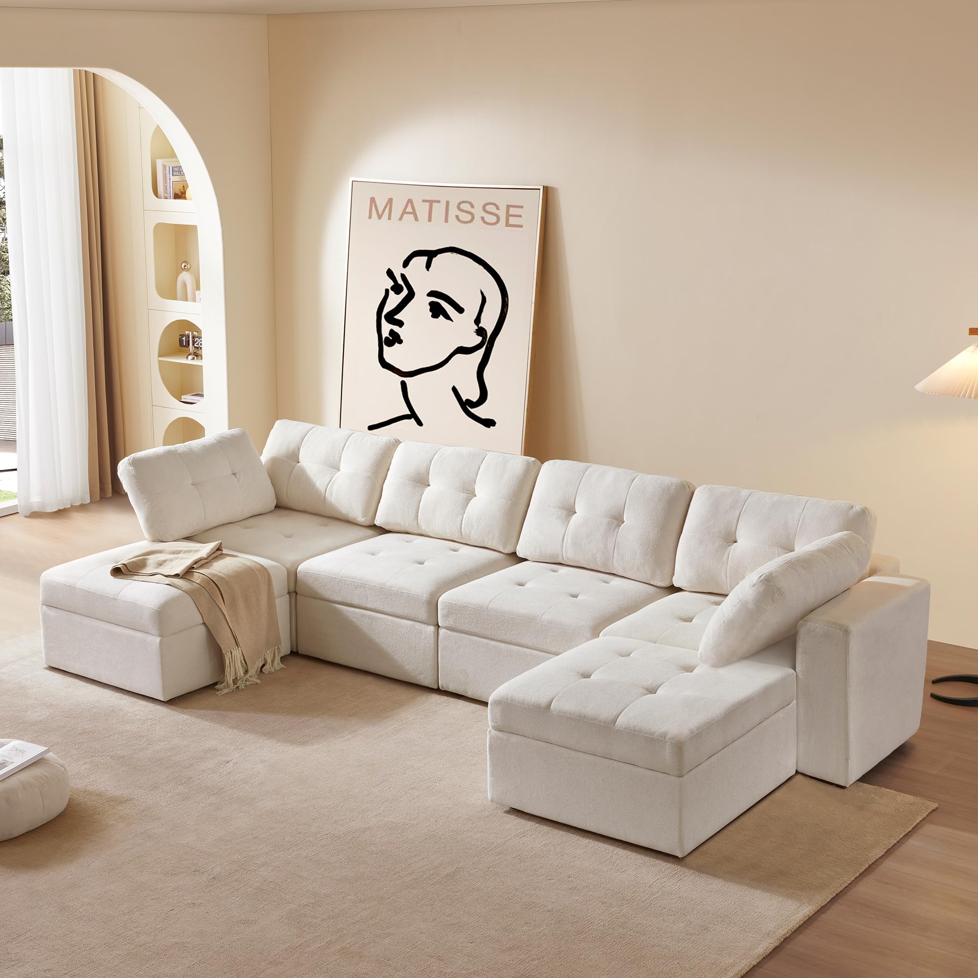 Giratree Oversize Modular Sectional Couch, Convertible U Shaped Sofa with Storage, 9 Seater Sofa Modular with Ottomans and Reversible Chaise for Living Room, Office