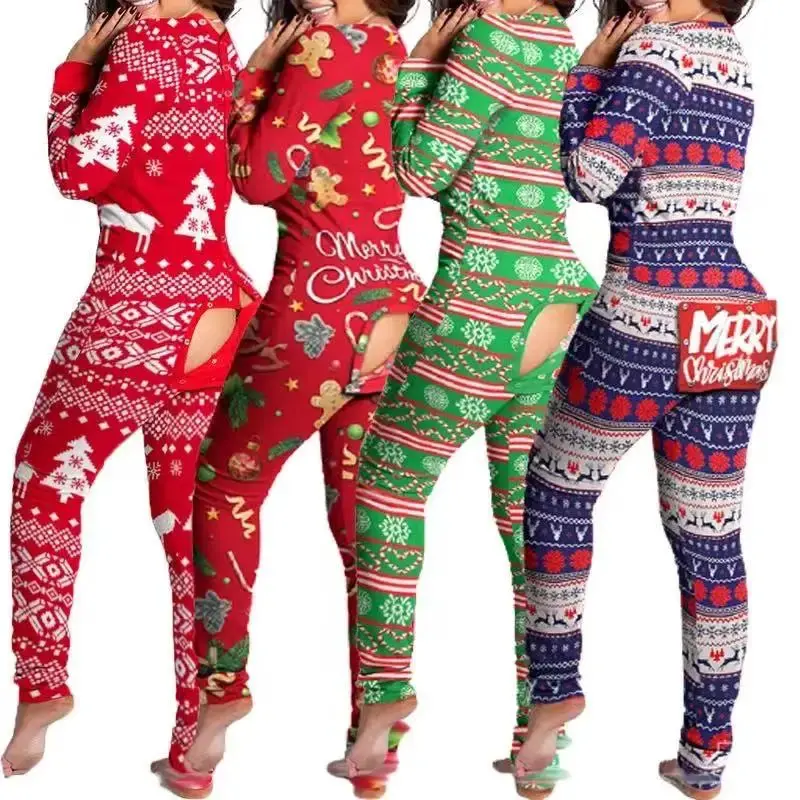 PLUS SIZE CHRISTMAS ONESIESPAJAMAS BUTTOUT
