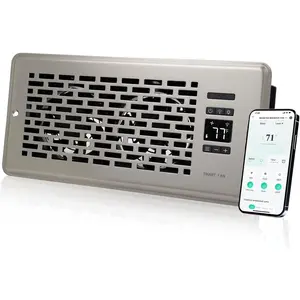 Register Booster Fan for 4" x 10" Register Holes, Quiet Vent Fan Booster with Intelligent Thermostat, Improves Heating Cooling, App Control, 10-Speeds, Manhattan  Register Vent, SN