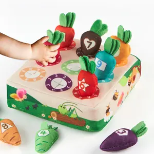 Plush Carrot Harvest Game, 1 Set Multi Activity Playset Sensory Box Shape Sort Matching Puzzle Gift Toy, Baby Carrot Pulling Tissue Box Toy