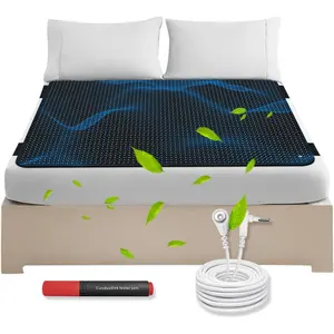 Grounding Mat for Bed,54 * 78 in Anti-SLP Pad PU,Grounding Mat King Size with Grounding Tester Pen,Grounding Mattress Pad