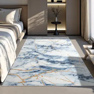 Abstract Area Rug 4x6 Washable Rug with Non-Slip Backing Low Pile Area Rug Area Rugs for Living Room, Bedroom, Dining Room, Blue