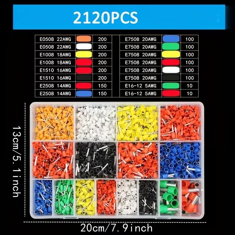 2120pcs Tubular Wire Terminals Assortment Kit - Insulated Crimp Terminals Set with VE-Type Connector Blocks Durable Reliable Connectors for Efficient Electrical Wiring and Connections