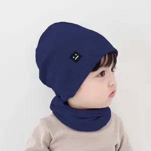 Fall and winter pure cotton kids Hat Suit Heattech Windproof Baby Hat Scarf Two-piece set Korean Style Easiest for match Baby Hat
