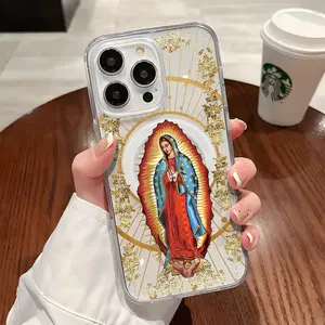 Virgin Mary Pattern Magnetic Clear Compatible with MagSafe Shockproof Protective Phone Case for iPhone 17 16 15 14 13 12 11 Pro Max X XS Air Plus,Samsung S25 S24 S23 S22 Ultra Plus FE Guadalupe Maria