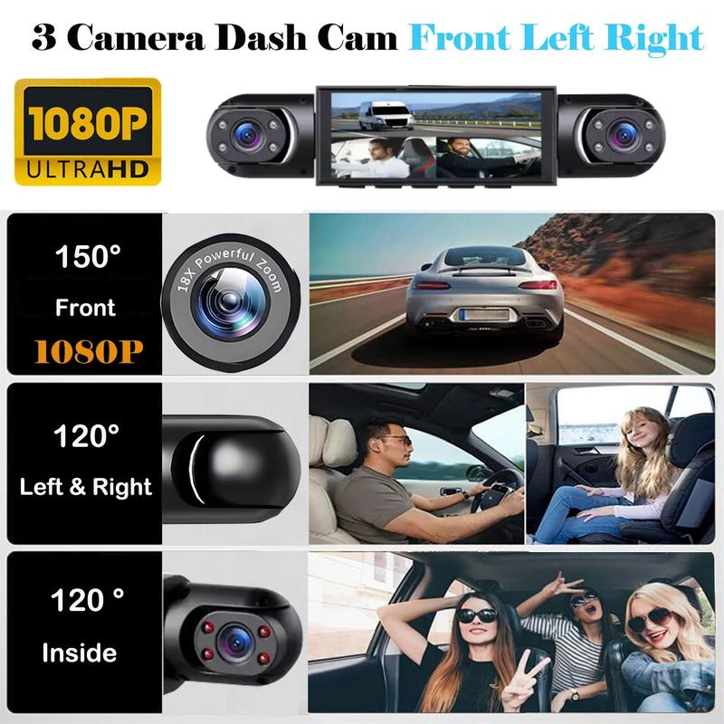 Full View Car Dashcam System, 360° 4 Channel Dash Cam with Front Rear Left Right Camera, 4K Recording, Night Vision, 64GB SD Card, G-Sensor, Loop Recording & Crash Lock Full View Car Dashcam System, 360° 4 Channel Dash Cam with Front Rear Left Right Camera, 4K Recording, Night Vision, 64GB SD Card, G-Sensor, Loop Recording & Crash Lock