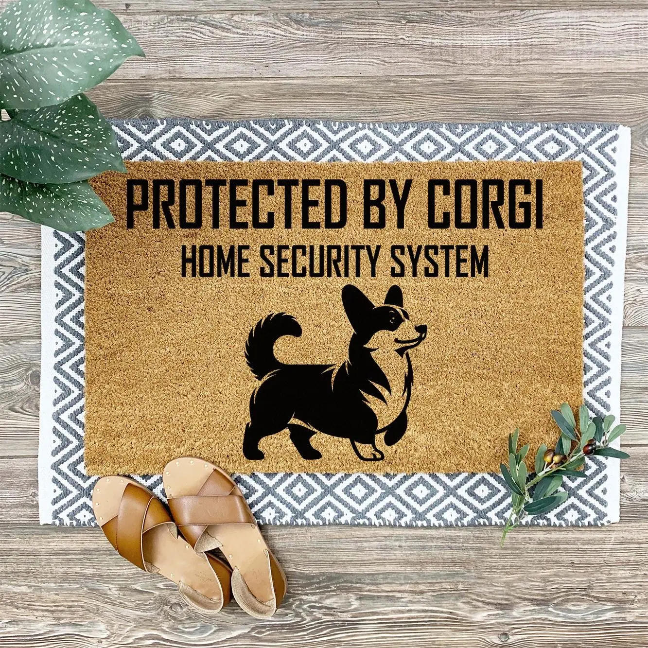Funny Doormat - Protected By Corgi Home Security System - Dog Decor - Welcome Mat - Cute Doormat - Funny Gift - Dog Owner Gift 3501zz