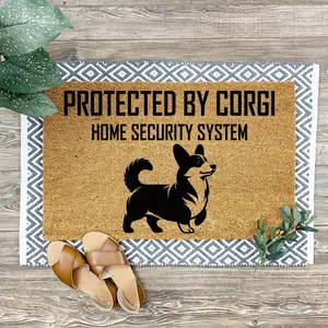 Funny Doormat - Protected By Corgi Home Security System - Dog Decor - Welcome Mat - Cute Doormat - Funny Gift - Dog Owner Gift 3501zz