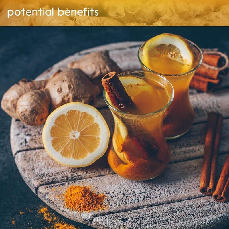 120 Bags Premium Turmeric Ginger Cinnamon Tea, Improve Digestion, Support Brain, Weight, Skin and Sleep, Eco-Conscious Tea Bags and Premium Natural Ingredients. Turmeric Ginger Herbal Tea. No Sugar, No Caffeine, No Gluten, Vegan.