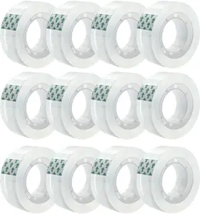 12 Rolls Transparent Tape Refills Rolls, Clear Tape, 1 in Core, 3/4 X 1000 In, Gift Packaging Tape Refill Roll for Office, Home, School Zizlurnar