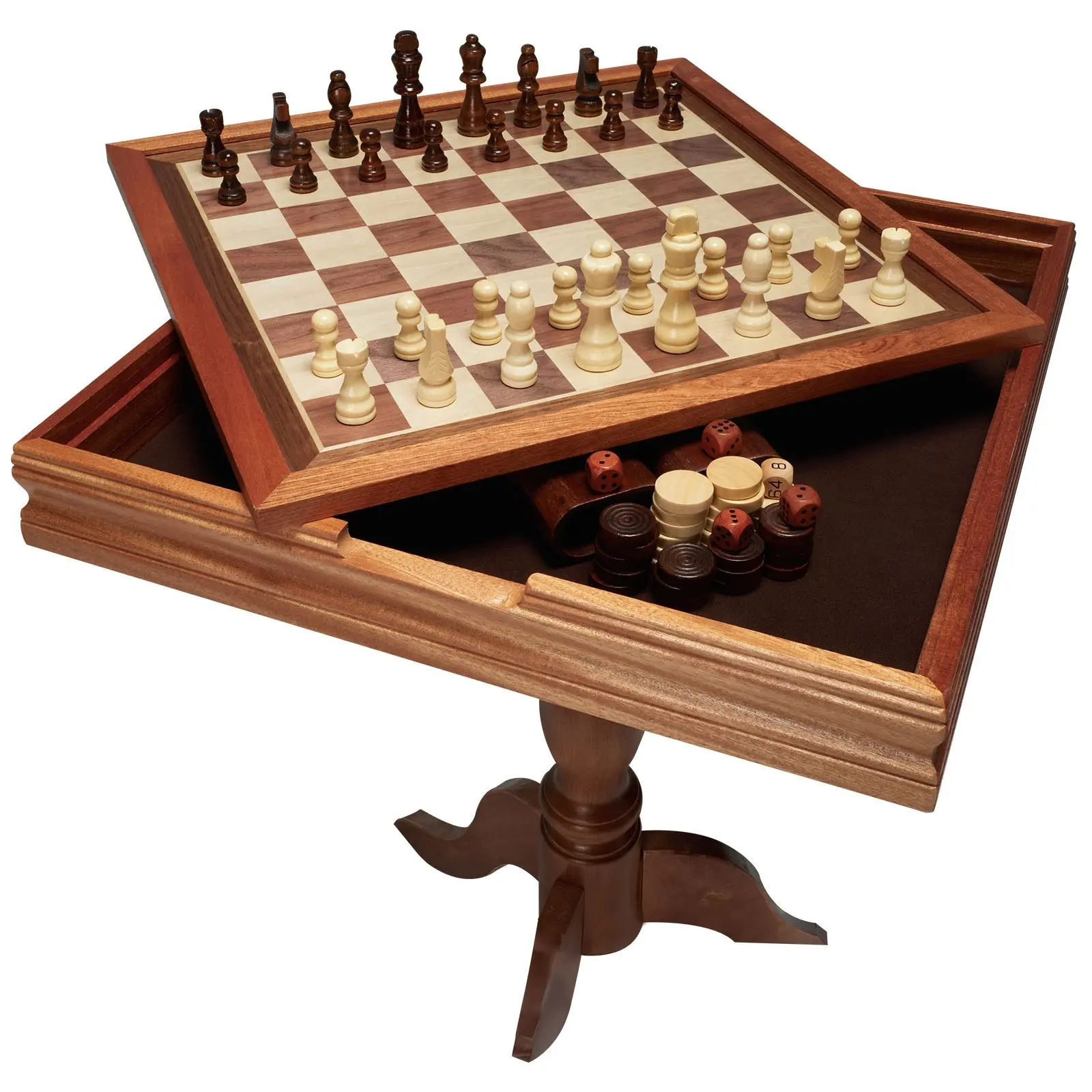 【DealsForYouDays】VEVOR 3-IN-1 Chess Checkers Backgammon Table Set, 18 Inch Premium Wooden Chess Table, Deluxe Combo Game Table Furniture Set, Chess Set Board Game Gift for Family Board Games