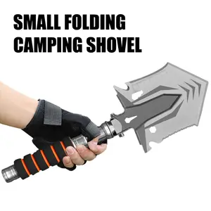 Small Folding Camping Shovel with Carrying Pouch - Compact and Foldable Tool for Gardening, Car Emergency and Ice Removal