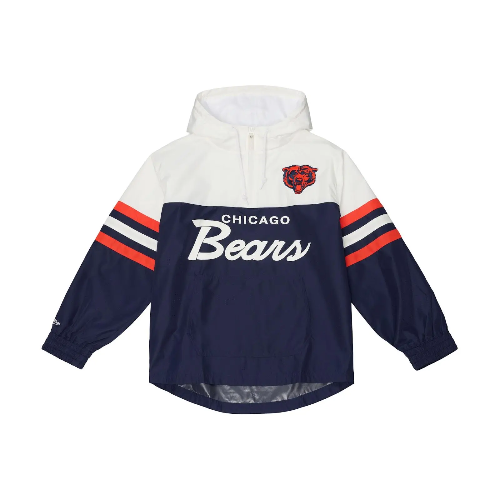 Mitchell & Ness Men's Chicago Bears Navy Lightweight Elastic Quarter-Zip Windbreaker Coat, Menswear Casual Top Outerwear