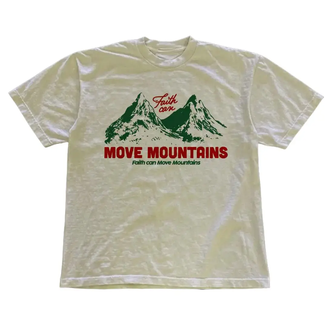 Y2K Faith Can Move Mountains Retro Tee, Vintage Graphic T-shirt, 2000'S Clothing Womenswear Top Cotton Casual Unisex, Gift For Men Women
