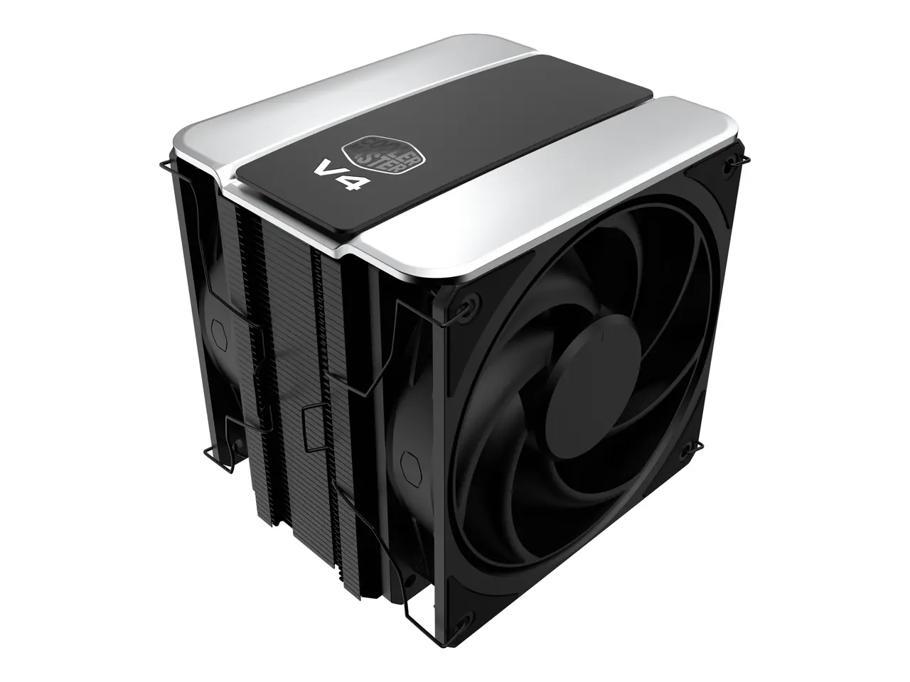 Cooler Master V4 Alpha 3DHP Black CPU Air Cooler, Alpha 3DHP Heat Pipe Technology, Dual Mobius 120 PWM Fans, Quiet Operation, Easy Install, AMD Ryzen 9 AM5|4, Intel Ultra 9 LGA 1851|1700