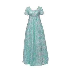 Kate Blue Cosplay Costume Regency Vintage High Waistline Dress Women Jane Austin Deluxy Lace Costume Clothing Womenswear Comfort Fitted