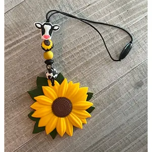 Sunflower Cow Mirror Dangle