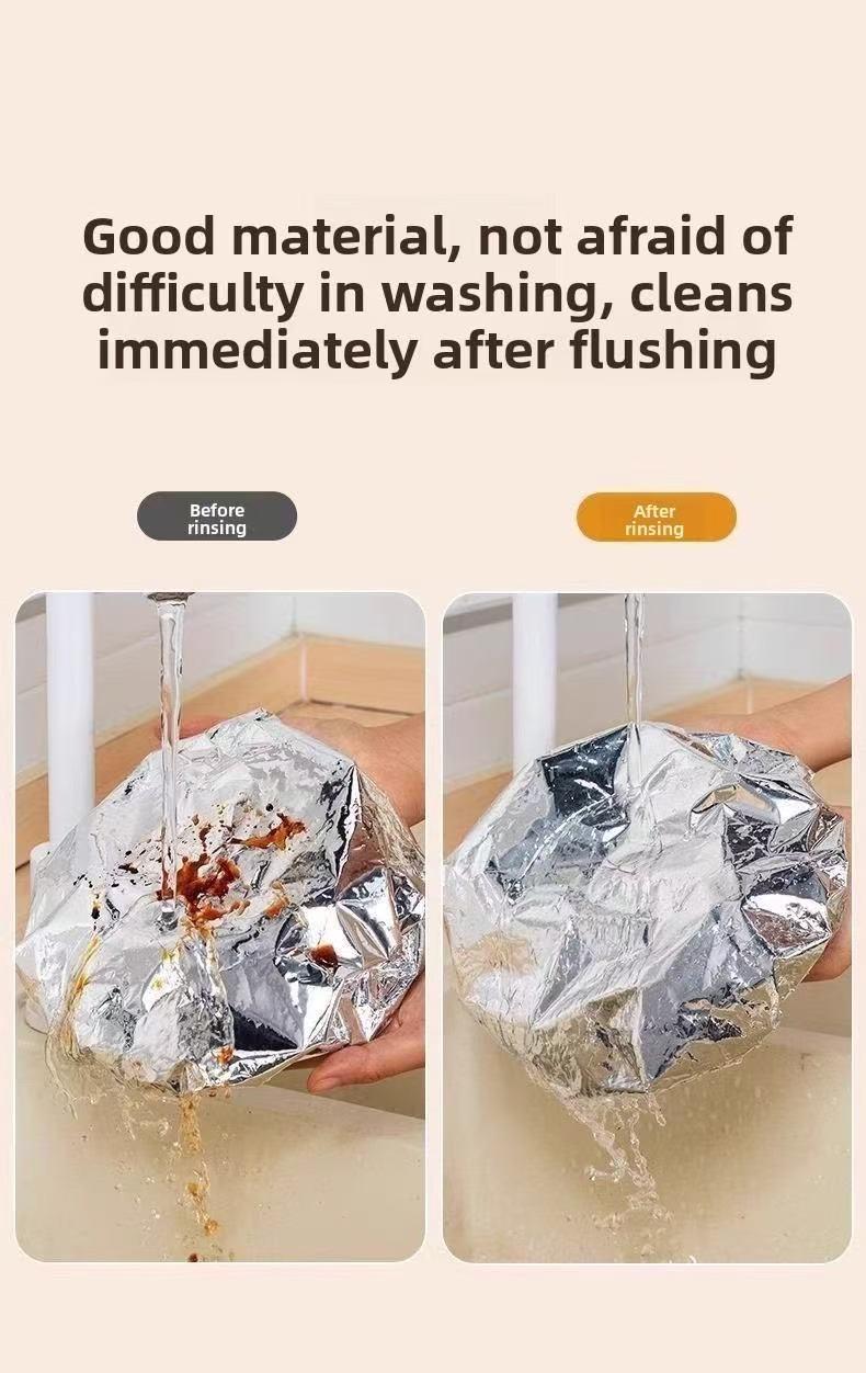 50pcsAluminum foil food warming cover keeps food warm and fresh. High-quality, reusable aluminum foil food cover for the family dining table. Kitchen freshness protector suitable for home and kitchen use.