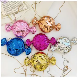 Women's 2026 Trendy Candy-Shaped Metallic Crossbody Bag - Glossy Hard Shell Purses with Chain Strap, Personalized Mirror Finish Evening Clutch