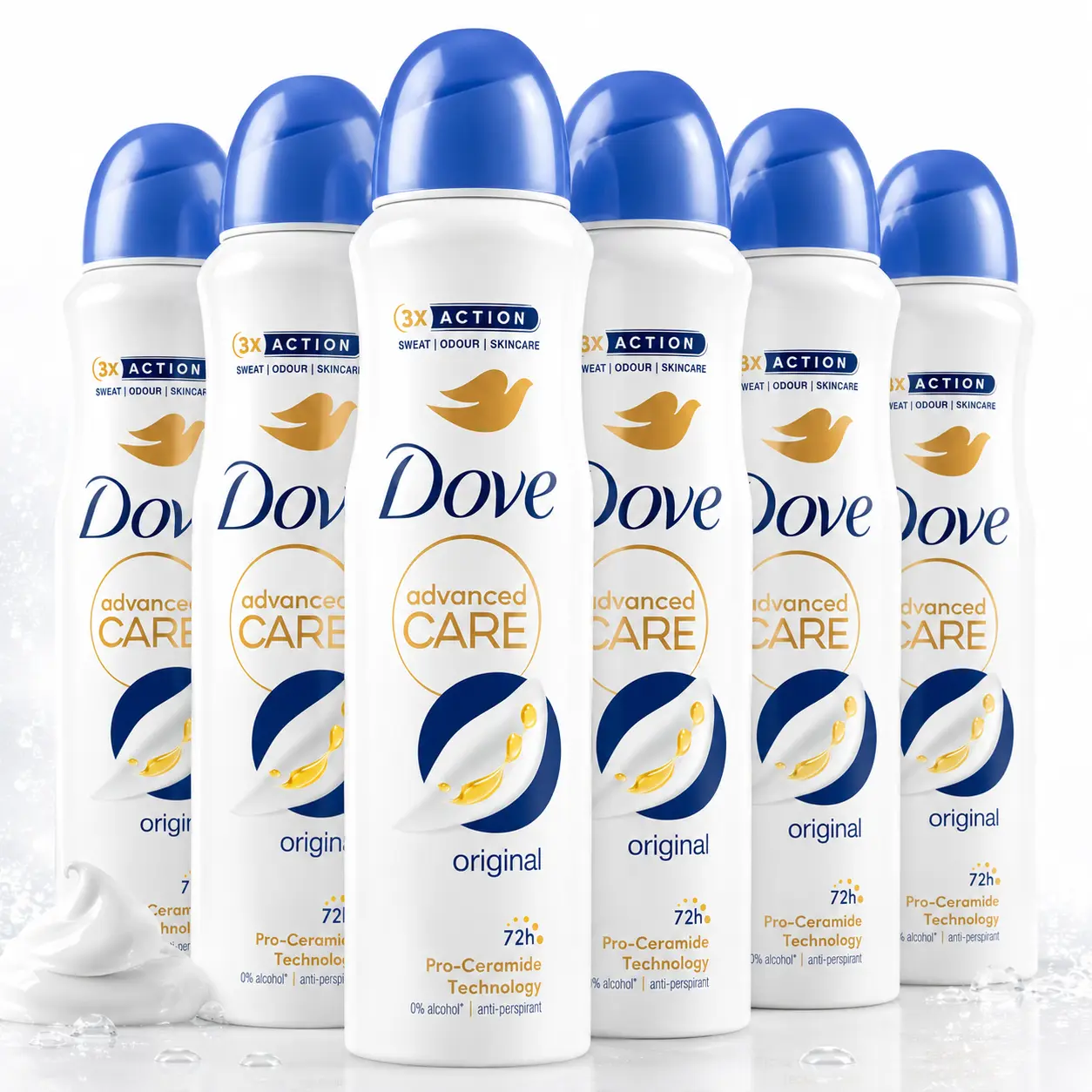 Dove Advanced Care Original Deodorant Spray Value Bundle (5oz/150ml) Antiperspirant with Pro-Ceramide Technology 72-Hour Protection Multipack Set