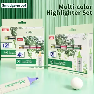 Leto Fluorescent Markers, 4/6/12 Colors, Slanted Tip Design, Vibrant Colored Highlighter Pens, Professional Art Tools for Christmas Creativity