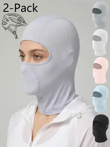 Ice Silk Balaclava 2PCS Set - Ultra Breathable Cooling Face Mask with Air Vent Mesh, Summer Sun Hood Shield for Moto Helmet, Motorcycle Mask, UV Protection Headwear for Biking & Fishing, Moisture Wicking Soft Face Cover for Hot Weather Outdoor Activities