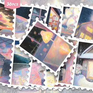 36pcs Dreamy Colored Pencil Healing Fun Stickers Pack | Gentle Vinyl Decals with Soft Pastel Animal & Landscape Designs | for Laptop, Water Bottle & Gift | for Art Lovers & Serene Vibe Enthusiasts