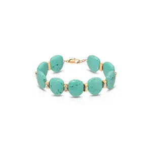 Ettika Turquoise Solstice Choker 18k Gold Plated Brass Reconstituted Turquoise 10" Chain with 4" Extender Clasp Bracelet