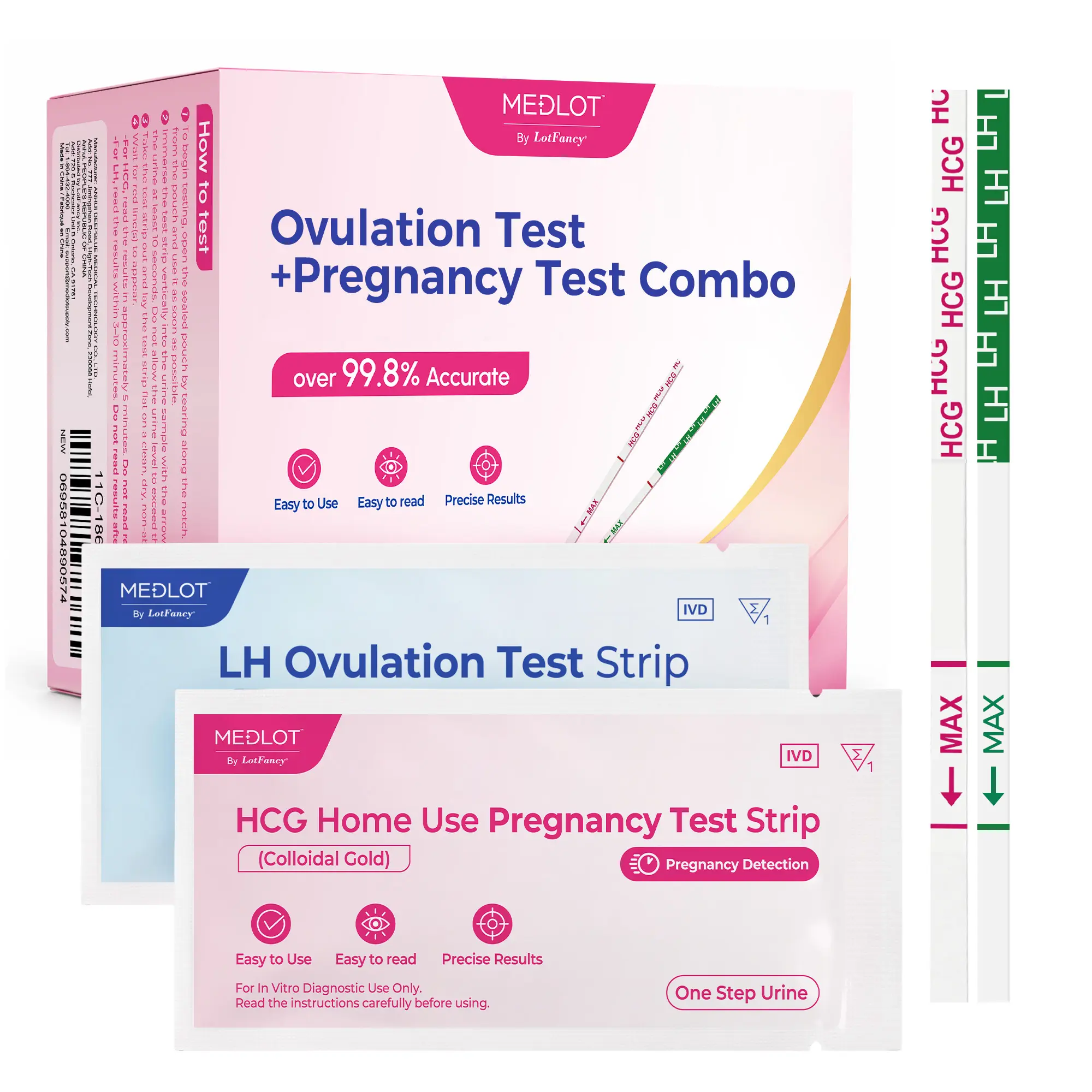 50 LH Ovulation Test + 20 HCG Test Kit, Home Pregnancy Test Strips, Early Detection HCG Tests, Predictor Kit, High Sensitivity LH Surge Detection, Home Fertility Test for Women TTC Trying to Conceive