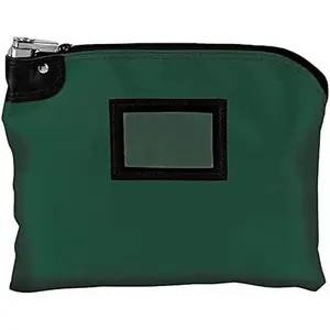 Laminated Nylon Locking Deposit Bags Forest Green 15 Inches W by 11 Inches H    Bag Heavy-Duty Construction for   Checks and Documents