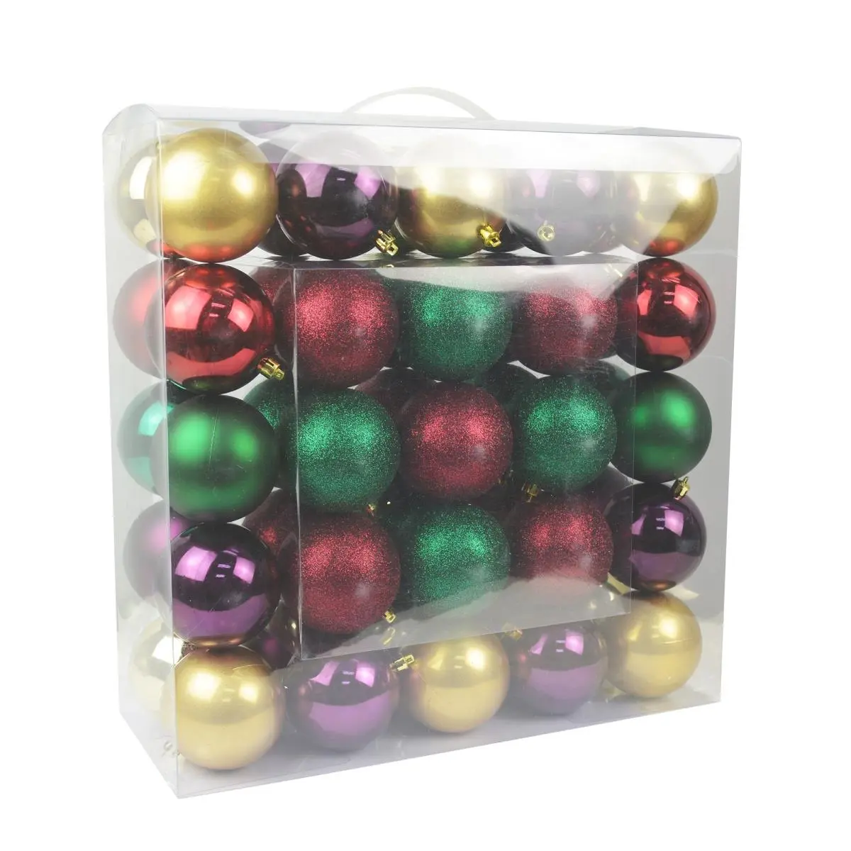 Jeco CHD-TA137 3-in Colorful Shimmering Glitter Square Christmas Ornaments with Festive Blooms - 50 Piece