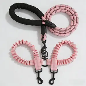 Double Dog Leash, No Pull Reflective for All Dog Sizes, 360° Swivel Tangle Free Bungee Walking Training