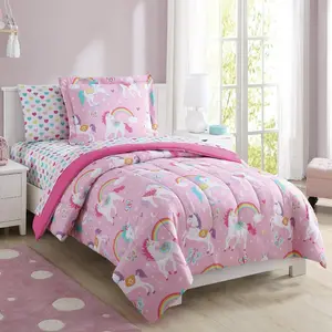 Unicorn Bedding Set, Super Soft With 1 fitted sheet (39x75x12), 1 flat sheet (66x96), 1 standard pillowcase (20x30) and 1 standard sham (24x30)