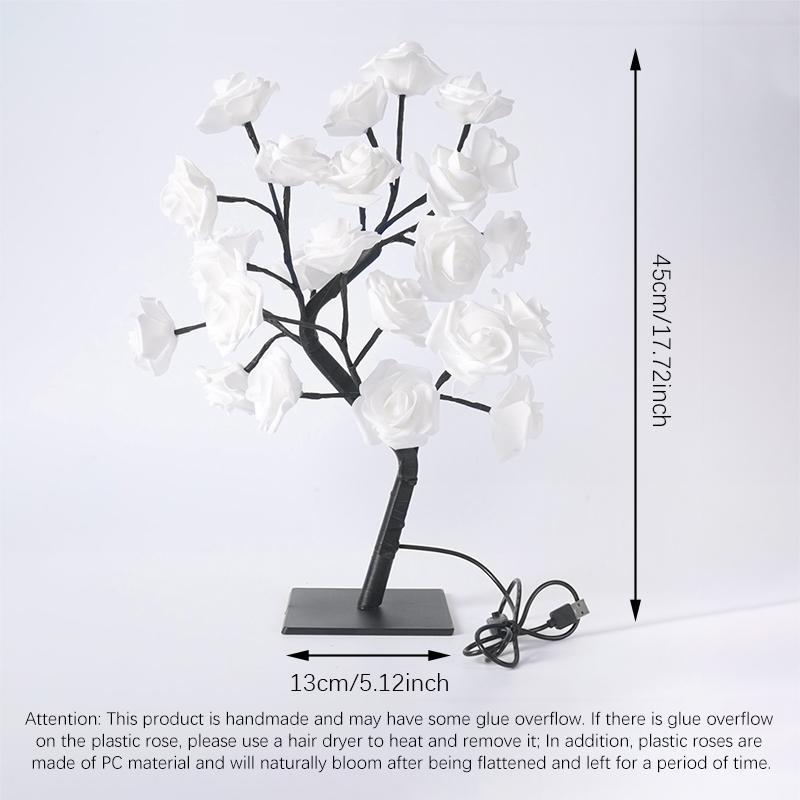 Rose Flower Design Tree Night Light, USB Powered Table Lamp, Versatile Indoor Room Lights for Bedroom, Holiday Decorative Lights, Perfect Valentine's Day Gift & Home Decor, Nightlight For Bedroom