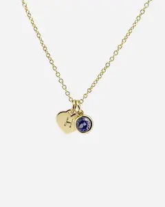 Custom Heart Initial with Birthstone Necklace