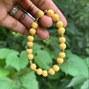 Banana Split Bracelet - Yellow Beads with Gold Accents