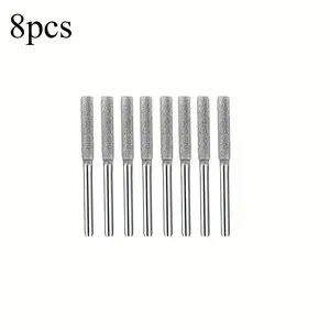 8-piece diamond chain saw sharpening kit set, with titanium-coated corundum grinding heads, as a rotating tool grinding stone file for chain saws, artificial stones, glass, and metals - without charging power supply mode