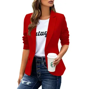 LAICIGO Womens Casual Blazers Long Sleeve Lapel Button Slim Work Office Blazer Jacket Chic Soft Fitted Medium Length Solid Color Basic Blazers Coats for Women's Business Outfits